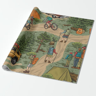Papier Cadeau Outdoor recreation vintage seamless pattern with h