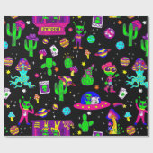 Papier Cadeau outer space disco alien ufo cosmic saloon (Plat)