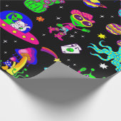 Papier Cadeau outer space disco alien ufo cosmic saloon (Coin)