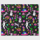 Papier Cadeau outer space disco cat alien ufo leopard surreal (Plat)
