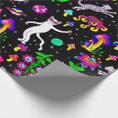 Papier Cadeau outer space disco cat alien ufo leopard surreal (Coin)