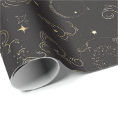 Papier Cadeau Outer space galaxy planets print (Coin rond)