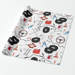 Papier Cadeau Outils Automobile Mécanique