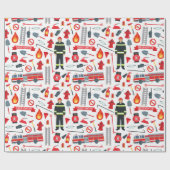 Papier Cadeau Outils de pompier (Plat)