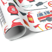 Papier Cadeau Outils de pompier (Coin rond)