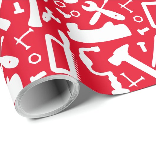 Papier Cadeau Outils De Travail De La Menuiserie Du Motif Commer (Coin rond)