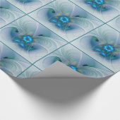 Papier Cadeau Ovations debout, fractale bleue turquoise abstrait (Coin)