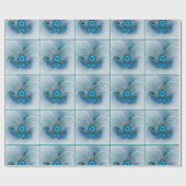 Papier Cadeau Ovations debout, fractale bleue turquoise abstrait (Plat)