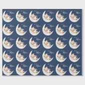 Papier Cadeau Over the Moon Bear Blue Baby Shower (Plat)