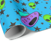 Papier cadeau OVNI Alien (Coin rond)