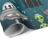 Papier Cadeau OVNI, Alien, Bigfoot Cryptid Birthday (Coin rond)