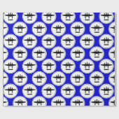 Papier Cadeau P-38 Silhouette de foudre Cercle blanc Bleu arrièr (Plat)