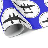 Papier Cadeau P-38 Silhouette de foudre Cercle blanc Bleu arrièr (Coin rond)