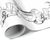 Papier Cadeau P-51 MUSTANG noir et blanc (Coin rond)