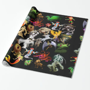 Papier Cadeau P est pour le papier d'emballage Phoenix (noir)