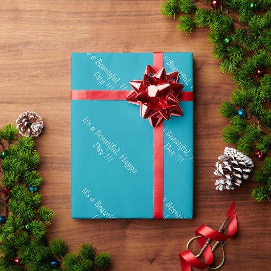 Papier Cadeau Pacific Blue 00A1B9 - Message personnalisé ou blan (Cadeau de vacances)