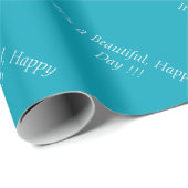Papier Cadeau Pacific Blue 00A1B9 - Message personnalisé ou blan (Coin rond)