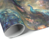 Papier Cadeau Pacock Floral (Coin rond)