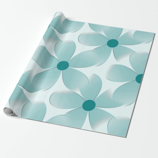 Papier Cadeau Padrão floral verde. (Déroulé)