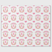 Papier Cadeau Pagaie rose et vert Pickleball Monogram Crest (Plat)