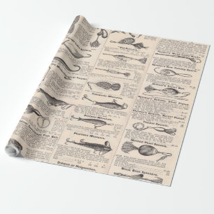 Papier Cadeau Page de catalogue de leurres de pêche antiques en