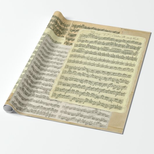Papier Cadeau Pages de manuscrit de musique de Bach (Déroulé)