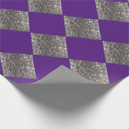 Papier Cadeau Pailleté Argent Métallisé Violet Abstrait Chic (Coin)