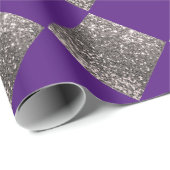 Papier Cadeau Pailleté Argent Métallisé Violet Abstrait Chic (Coin rond)