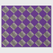 Papier Cadeau Pailleté Argent Violet Métallisé Abstrait Chic (Plat)