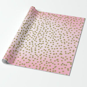Papier Cadeau Pailleté rose et or Confetti Points Tendance Glamo