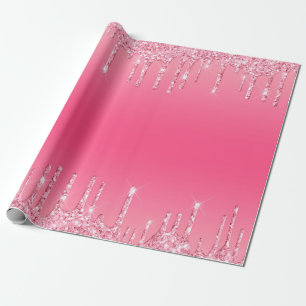 Papier Cadeau Pailleté rose goutte chic moderne tendance féminin
