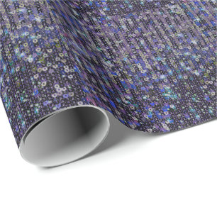 Papier Cadeau Paillettes bleu violet motif étincelant