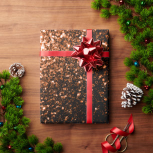 Papier Cadeau Paillettes de cuivre brun orange bronze fausses