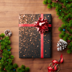 Papier Cadeau Paillettes de cuivre brun orange bronze fausses