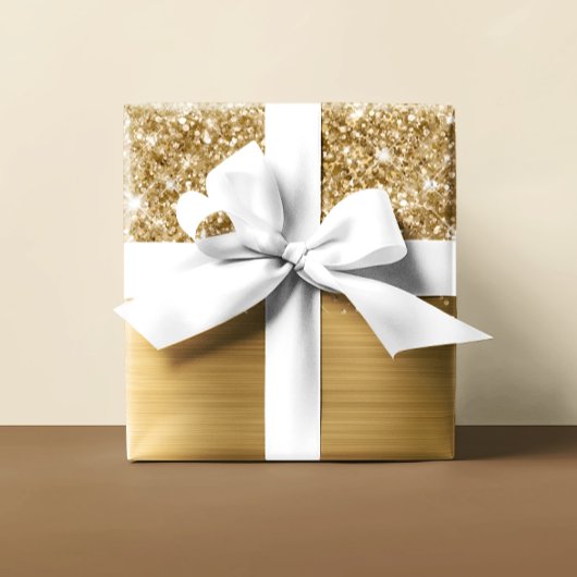 Papier Cadeau Paillettes dorées Glamour
