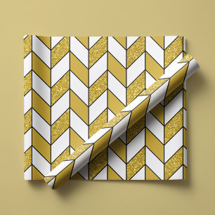 Papier Cadeau Paillettes dorées modernes Chevron en os de herrin