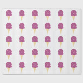Papier Cadeau Paillettes Étoiles Points Cône de Glace Violette (Plat)