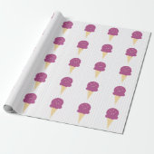 Papier Cadeau Paillettes Étoiles Points Cône de Glace Violette (Déroulé)