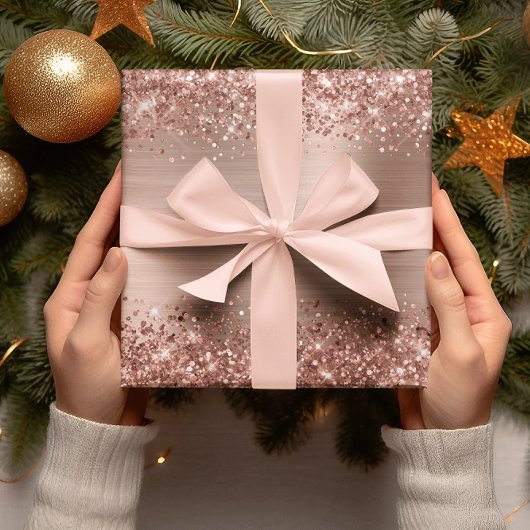 Papier Cadeau Paillettes Rose Gold Ombre Foil