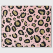 Papier Cadeau Paillettes Rose Or et Imprimé Léopard Guépard Noir (Plat)