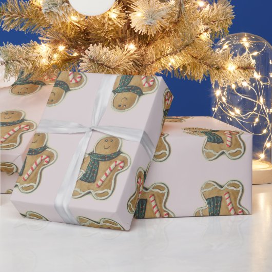 Papier Cadeau Pain de gingembre homme vert rouge Brown | (Vacances)