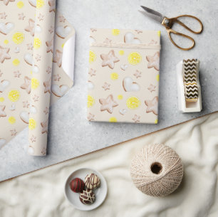 Papier Cadeau Pain d'épice au citron de Noël Aquarelle