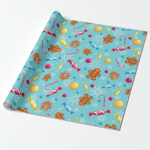 Papier Cadeau Pain d'épice et bonbons de Noël