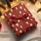 Papier Cadeau Pain D'Épice Maison De Noël Sur Arrière - plan Rou