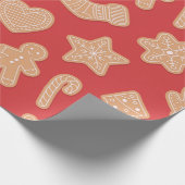 Papier Cadeau Pain d'épice Noël Motif de biscuits en rouge (Coin)