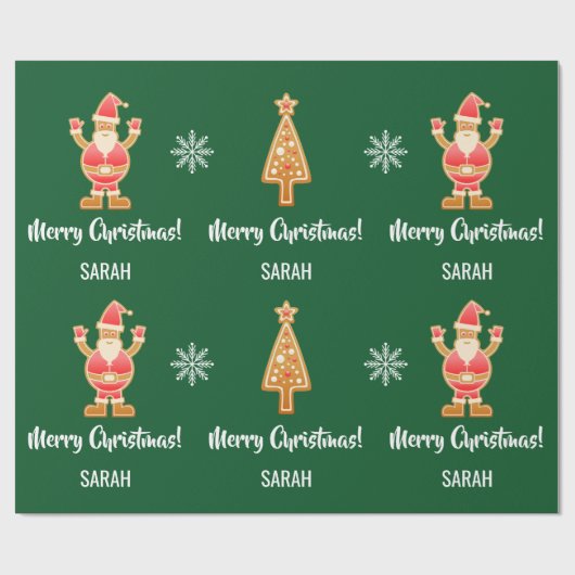 Papier Cadeau Pain d'épice Père Noël Snow Personnaliser  (Plat)