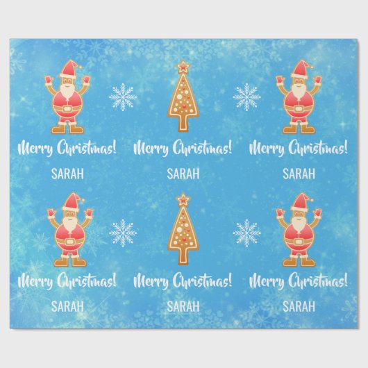 Papier Cadeau Pain d'épice Père Noël Snow Personnaliser (Plat)