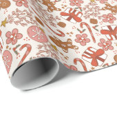 Papier Cadeau Pain d'épice rose de Noël Hommes (Coin rond)