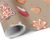 Papier Cadeau Pain D'Épice Rustique Kraft Cookies Avec Glace (Coin rond)