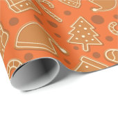 Papier Cadeau Pain d'épices Aimer Noël Cadeau Orange sans coutur (Coin rond)